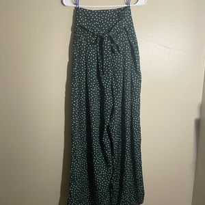 Green/White Polka Dot Wide Leg Pants